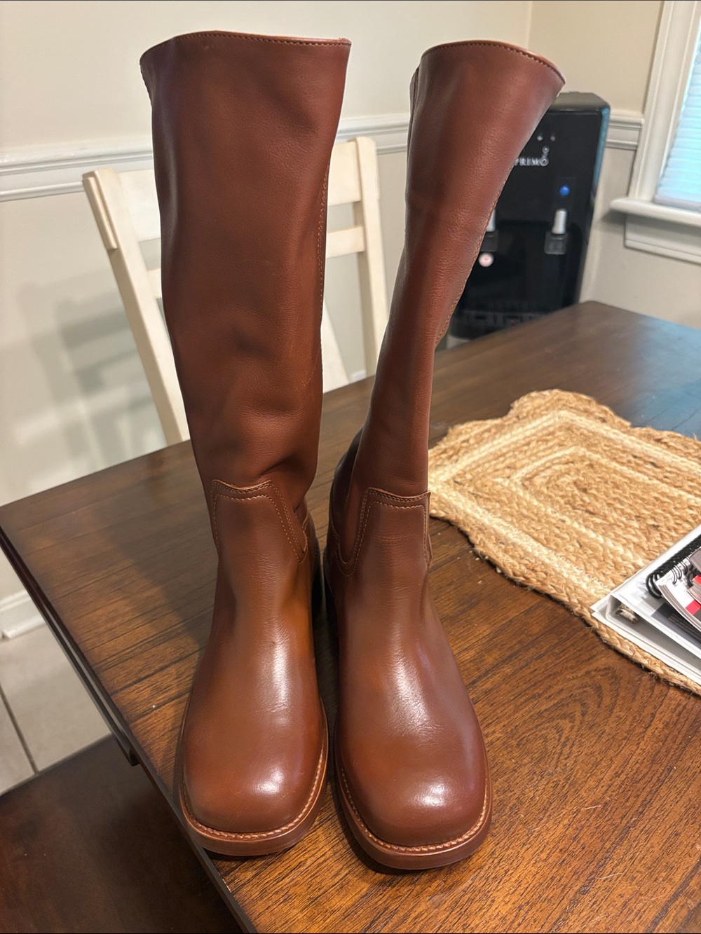 Steve Madden Tall Leather Knee-High Boots in Chestnut Brown
